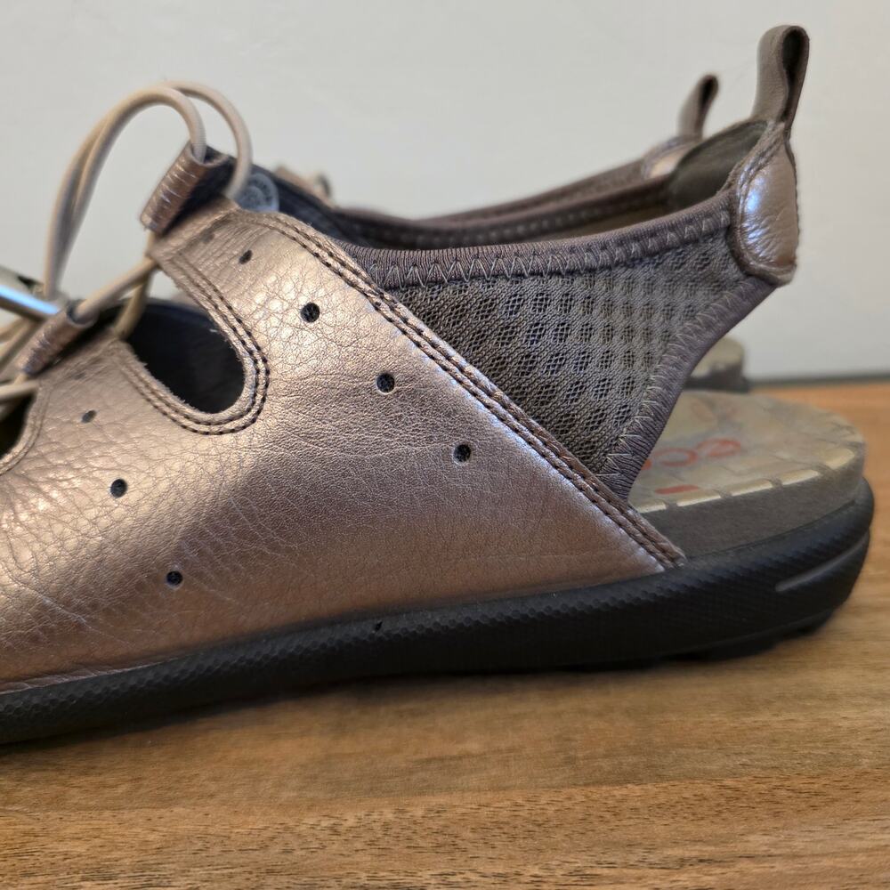 ECCO Metallic Leather Sport Sandals Women’s EU 42 Toggle Lace Comfort Shoes - Picture 8 of 12